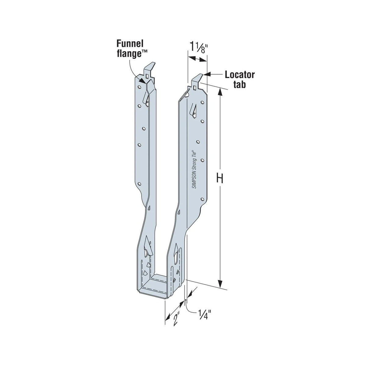 Simpson Strong-Tie IUS2.37/16 (2-5/16" x 16") Galvanized Face-Mount Joist Hanger for Engineered Wood - 2