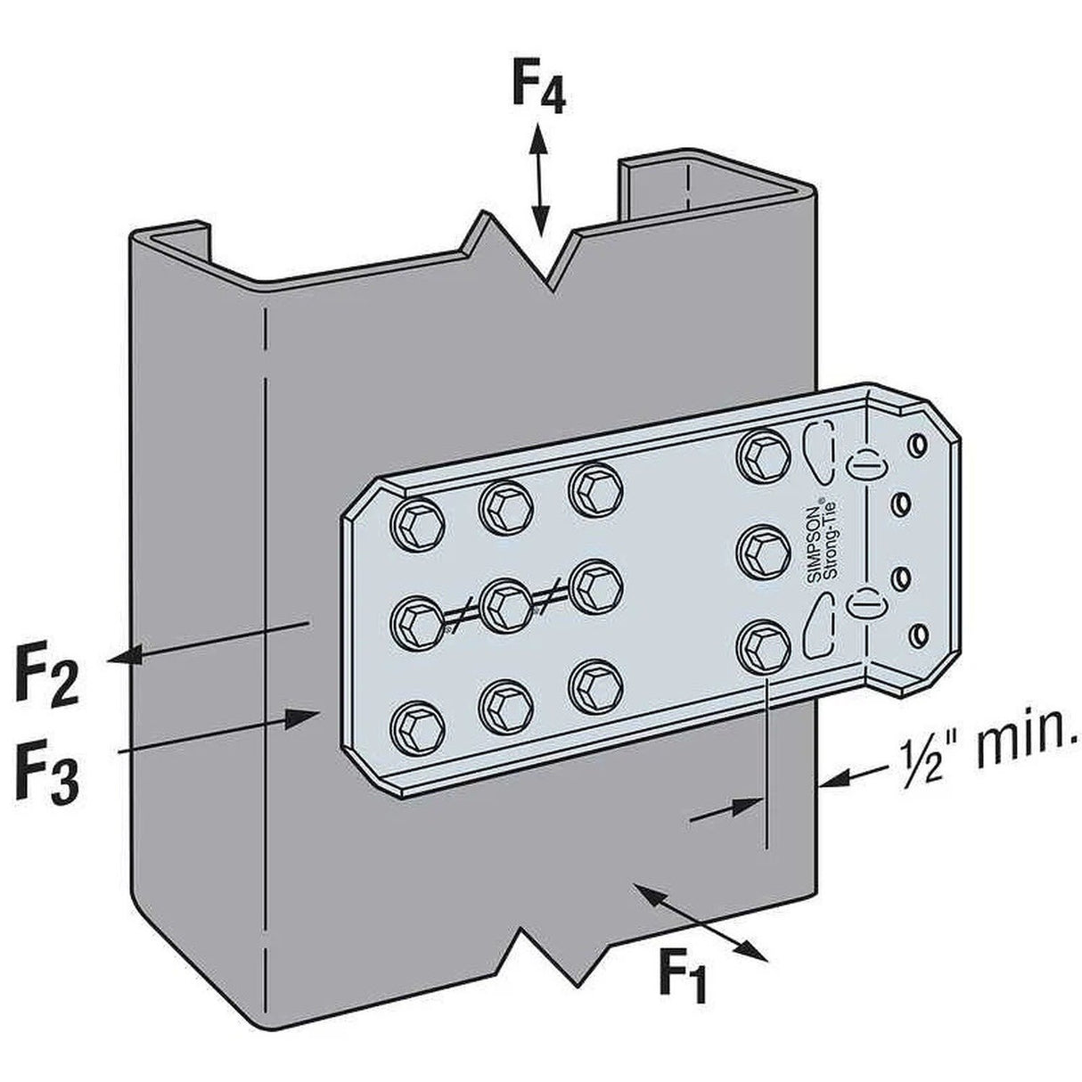 Simpson Strong-Tie MFCB47.5-R25 (7-1/2") Bypass Framing Fixed-Clip Connector for Cold-Formed Steel Construction (25 Pack) - 9
