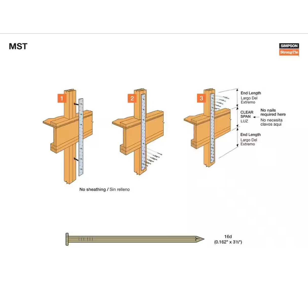 Simpson Strong-Tie MST37HDG (37-1/2") 12-Gauge Hot-Dip Galvanized Medium Strap Tie for Wood Connections - 2