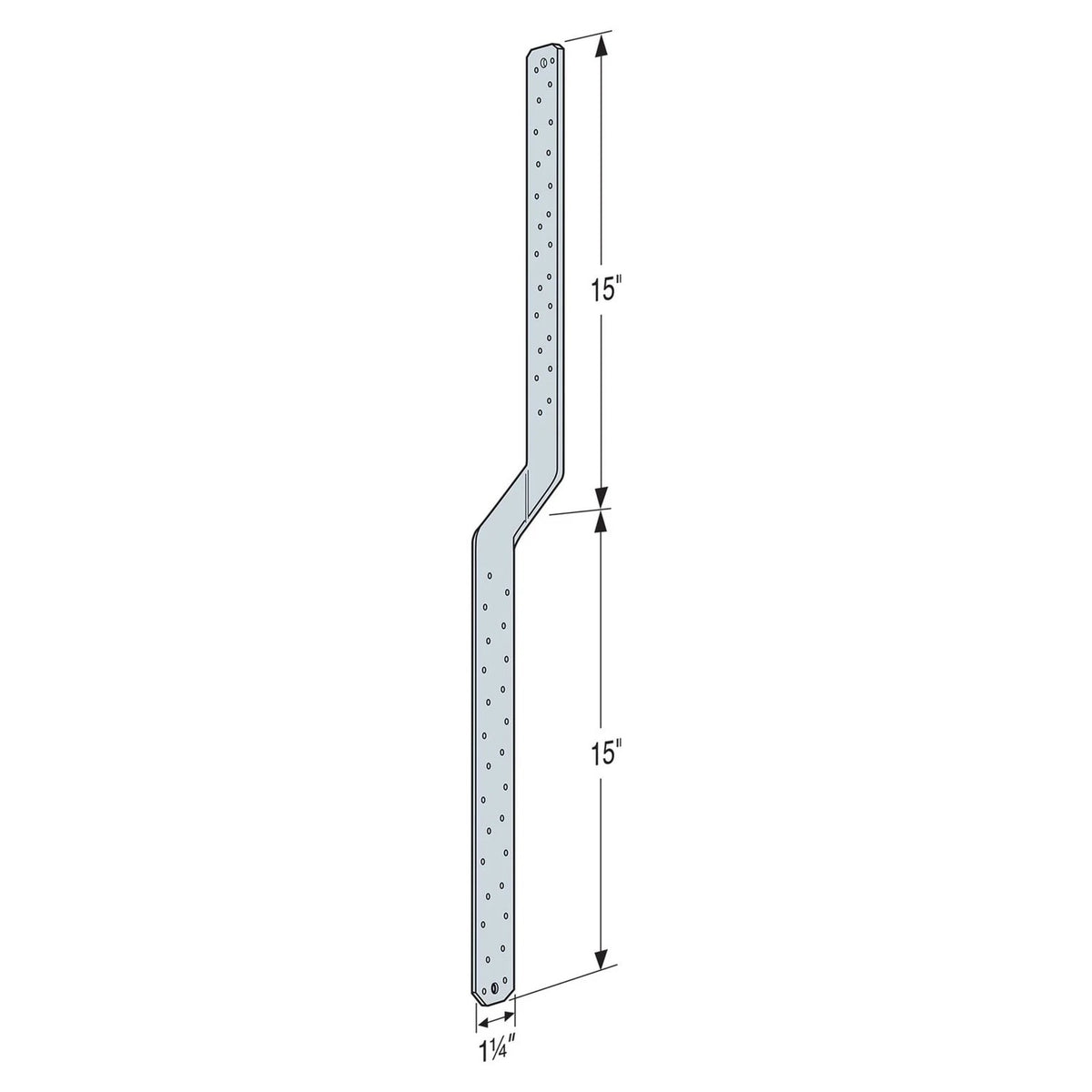 Simpson Strong-Tie MTS30C-REV (54 mil x 30") 16 Gauge Galvanized Medium Twist Strap - Reverse Bend