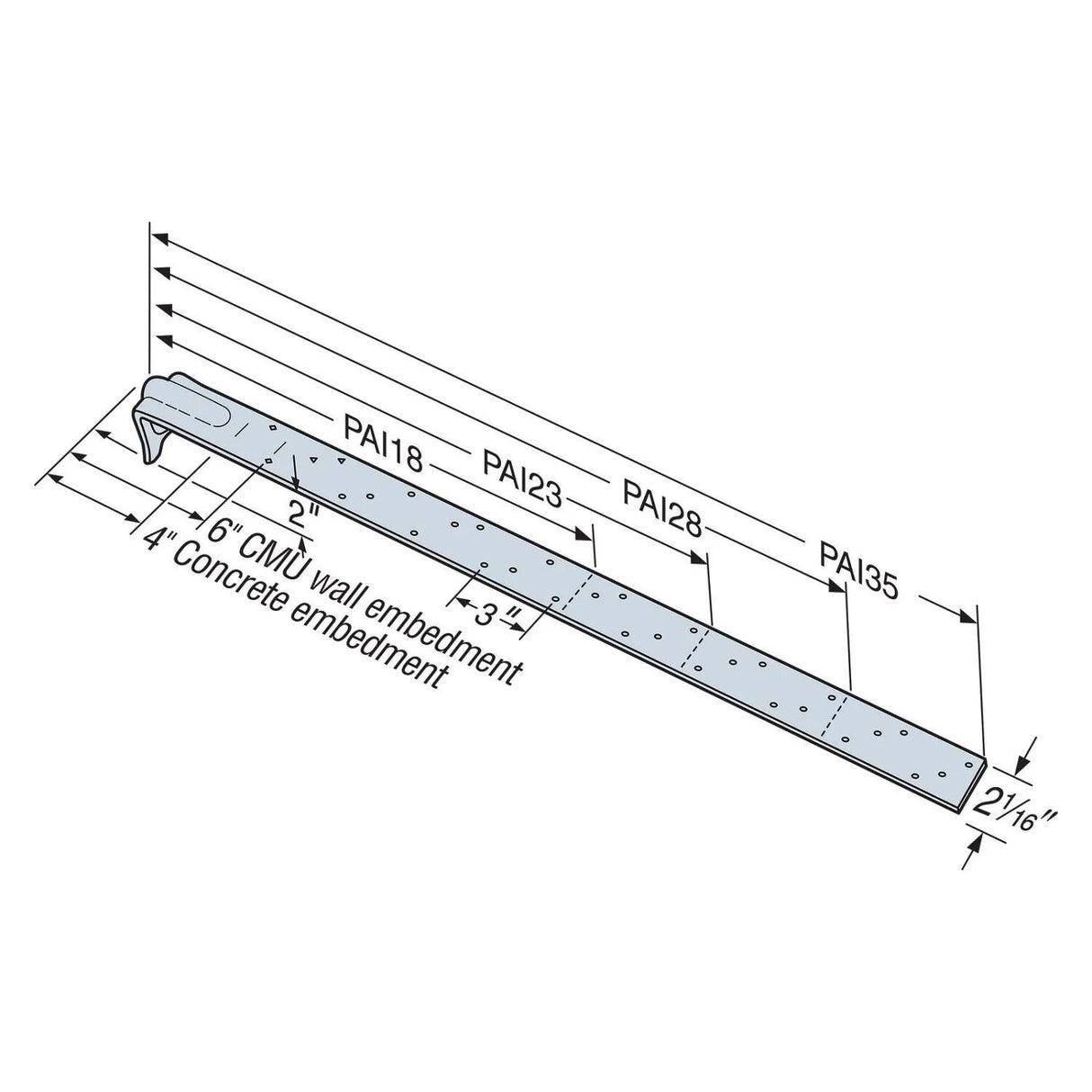 Simpson Strong-Tie PAI18 (18-1/2") 12 Gauge Purlin Anchor for I-Joist - G90 Galvanized - 2