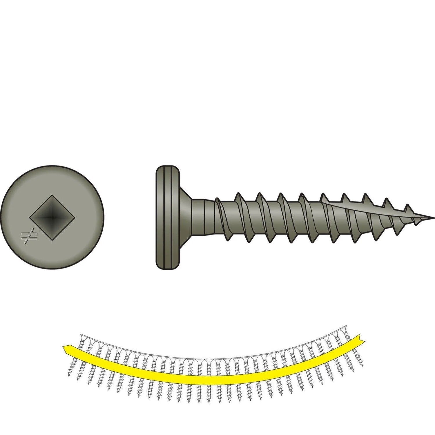 Simpson Strong-Tie PCQ112BS1012 (#10 x 1-1/2", 12 TPI) Standing-Seam-Roofing Panel Clip Collated Screw, Pancake Head (1500 Pack)