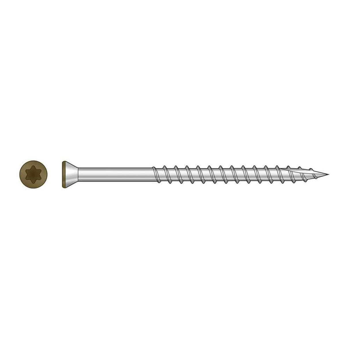 Simpson Strong-Tie S07225FTBBR01 (#7 x 2-1/4") Trim-Head Screw, 6-Lobe Drive T15 Type 305, Brown 01 (1750 Pack)