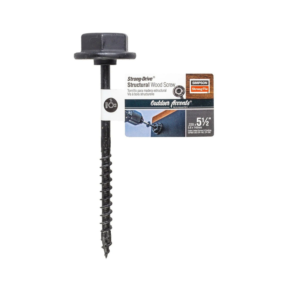Simpson Strong-Tie SDWS22512DBB-RN1 Strong-Drive (0.220" x 5-1/2") T40 Outdoor Accents Structural Wood Screw, Black - 2