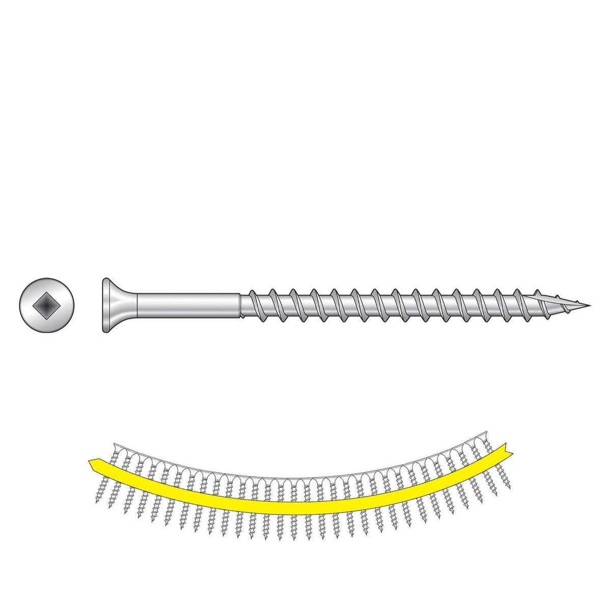 Simpson Strong-Tie SS3DSC212BS316 (#10 x 2-1/2") Bugle-Head Wood Screw #3 Square Drive, Type 316 (1500 Pack)