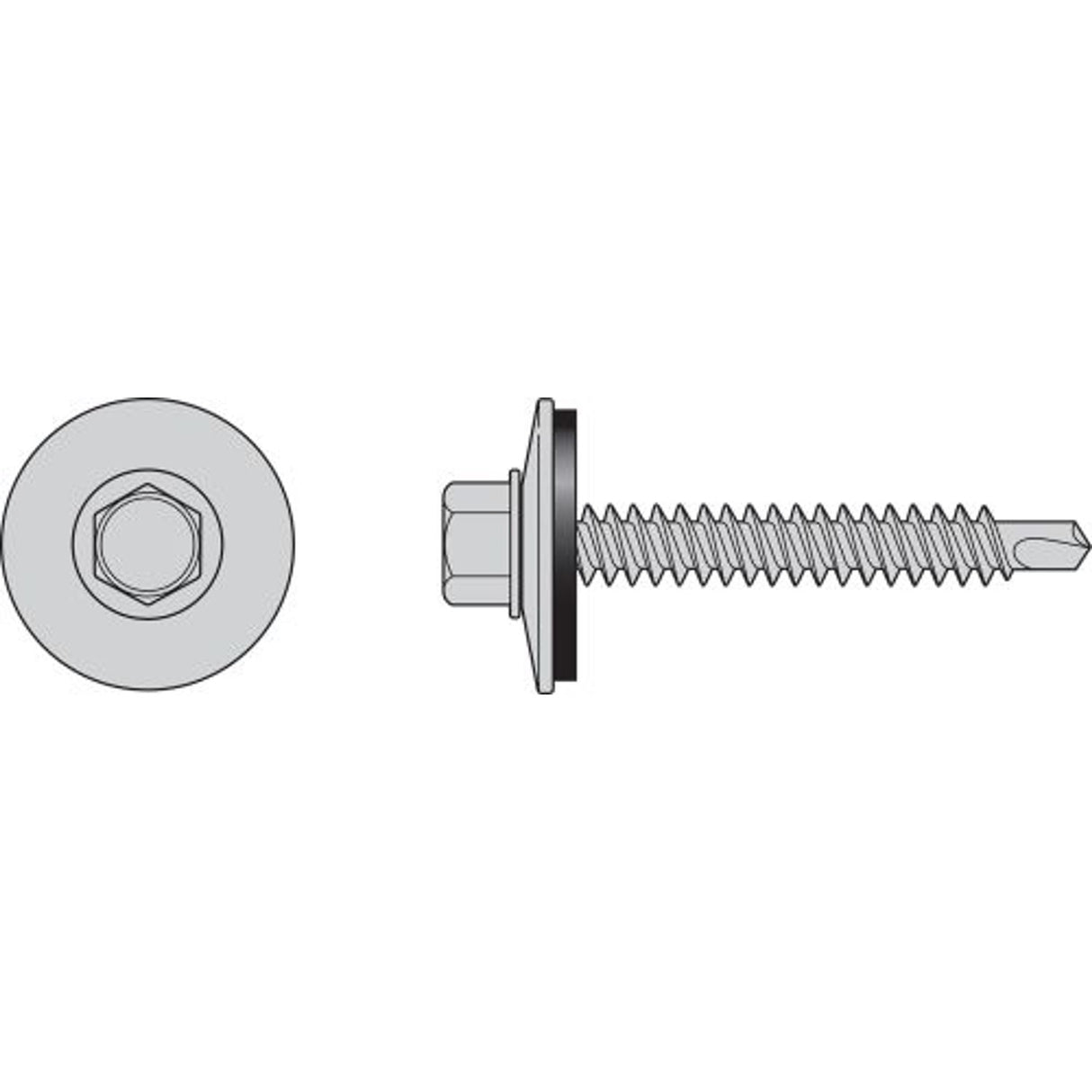 Simpson Strong-Tie T12150XOC Self-Drilling Hex-Washer-Head Screw with EPDM Sealing Washer (100 Pack) - 3