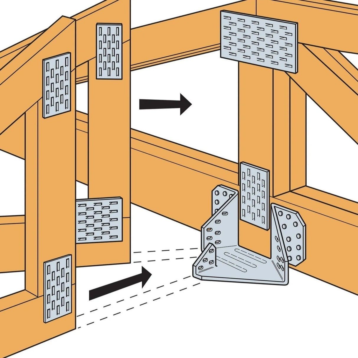 Simpson Strong-Tie THJA26 (14 Gauge) Galvanized Multiple-Truss Hip/Jack Hanger - 3