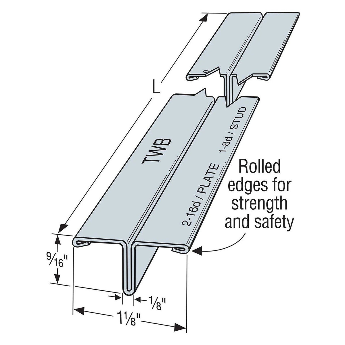 Simpson Strong-Tie TWB14 (14' 2" 22-Gauge) Steel Wall Bracing with Rolled Edges (15 Pack) - 2