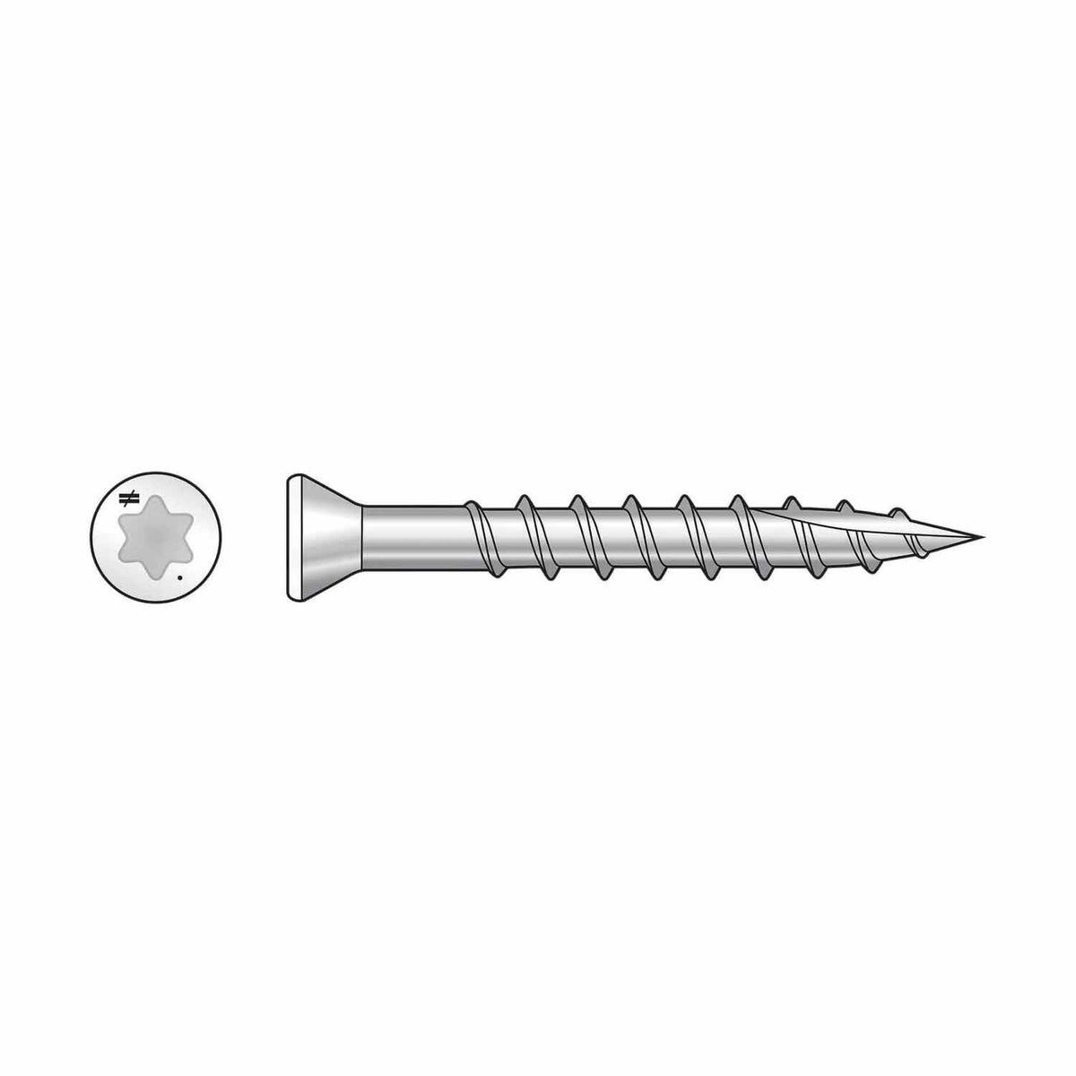 Simpson Strong-Tie T07225FT70WH01 (#7 x 2-1/4") T15 6-Lobe Drive Trim-Head Screw, Type 316, White (70 Pack) - 2