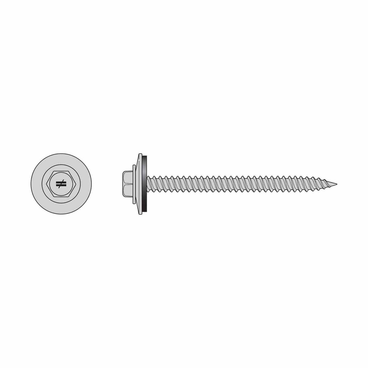 Simpson Strong-Tie T09150HWA-RP5 (#9 x 1-1/2") Hex Head Metal-Panel Screw with EPDM Washer, Type 316 (5 Pack) - 3