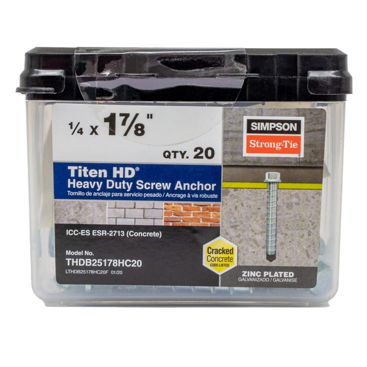 Simpson Strong-Tie THDB25178H Titen HD (1/4" x 1-7/8") Heavy-Duty Screw Anchor - Zinc Plated (100 Pack) - 2