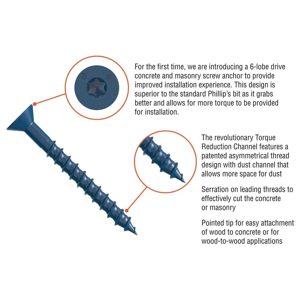 Simpson Strong-Tie TNT18134TFC75 Titen Turbo(3/16" x 1-3/4") Flat-Head Concrete and Masonry Screw, Blue (75 Pack) - 2