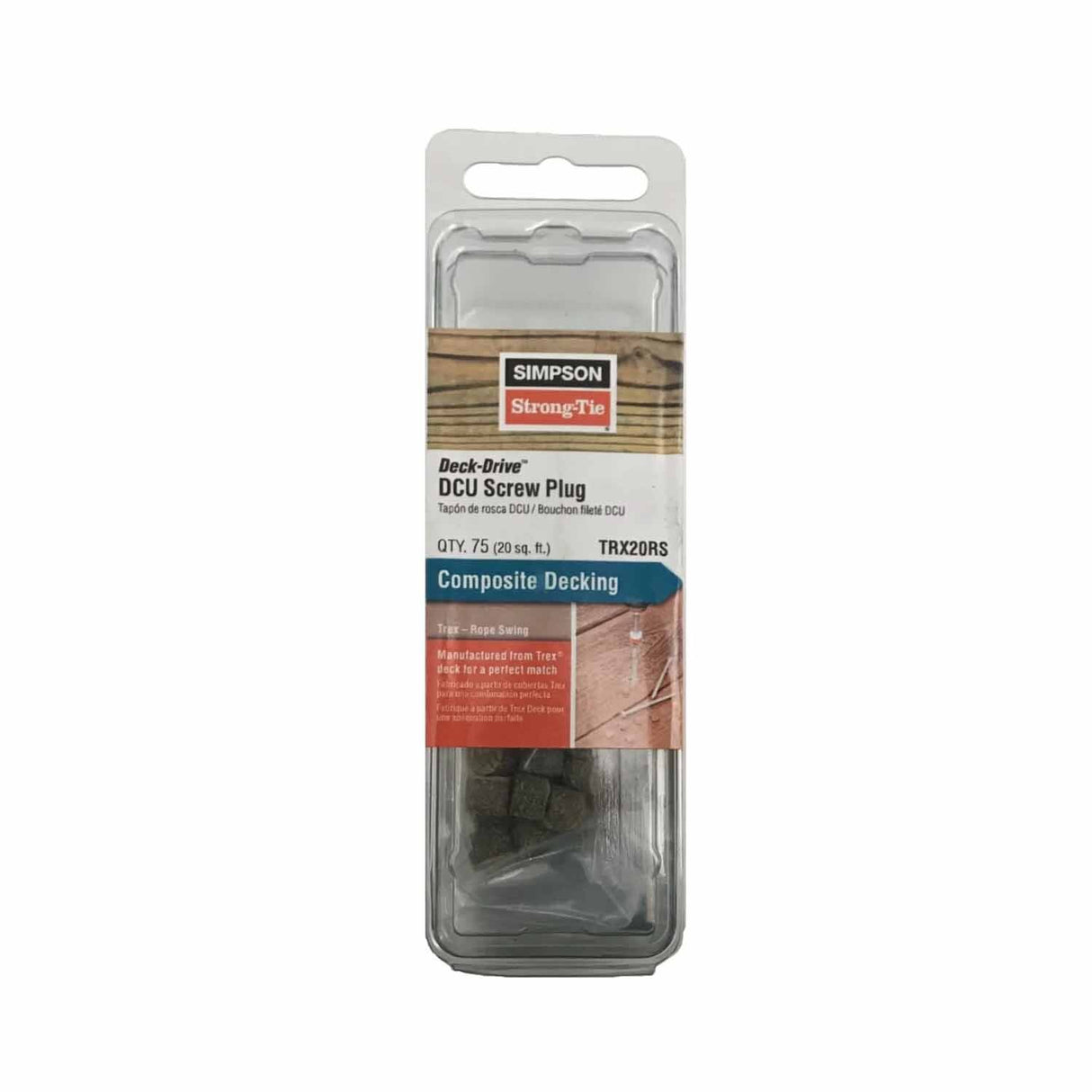 Simpson Strong-Tie TRX20RS Deck-Drive Composite Decking Screw Plug - Trex Rope Swing (75 Pack)
