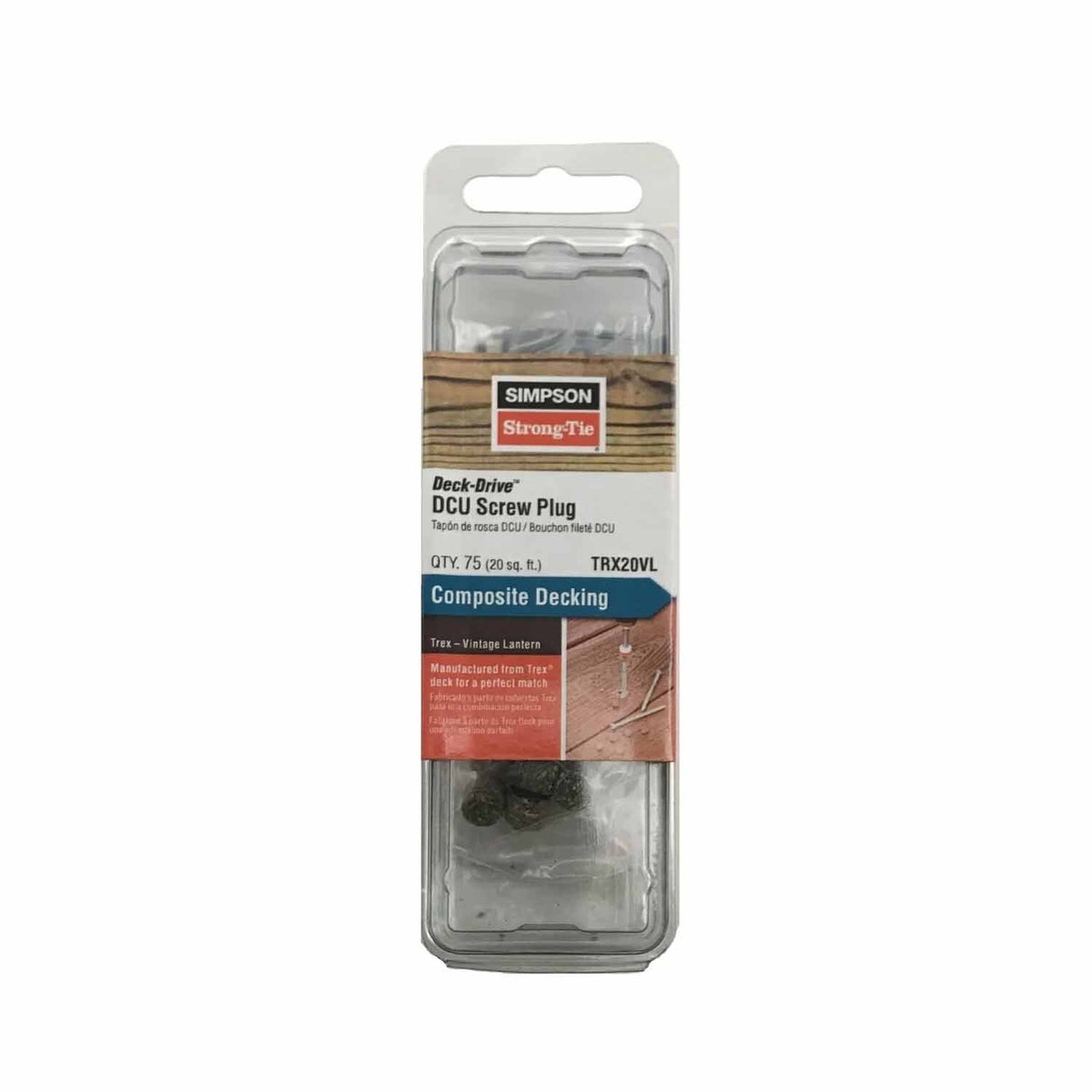Simpson Strong-Tie TRX20VL Deck-Drive Composite Decking Screw Plug - Trex Vintage Lantern (75 Pack)