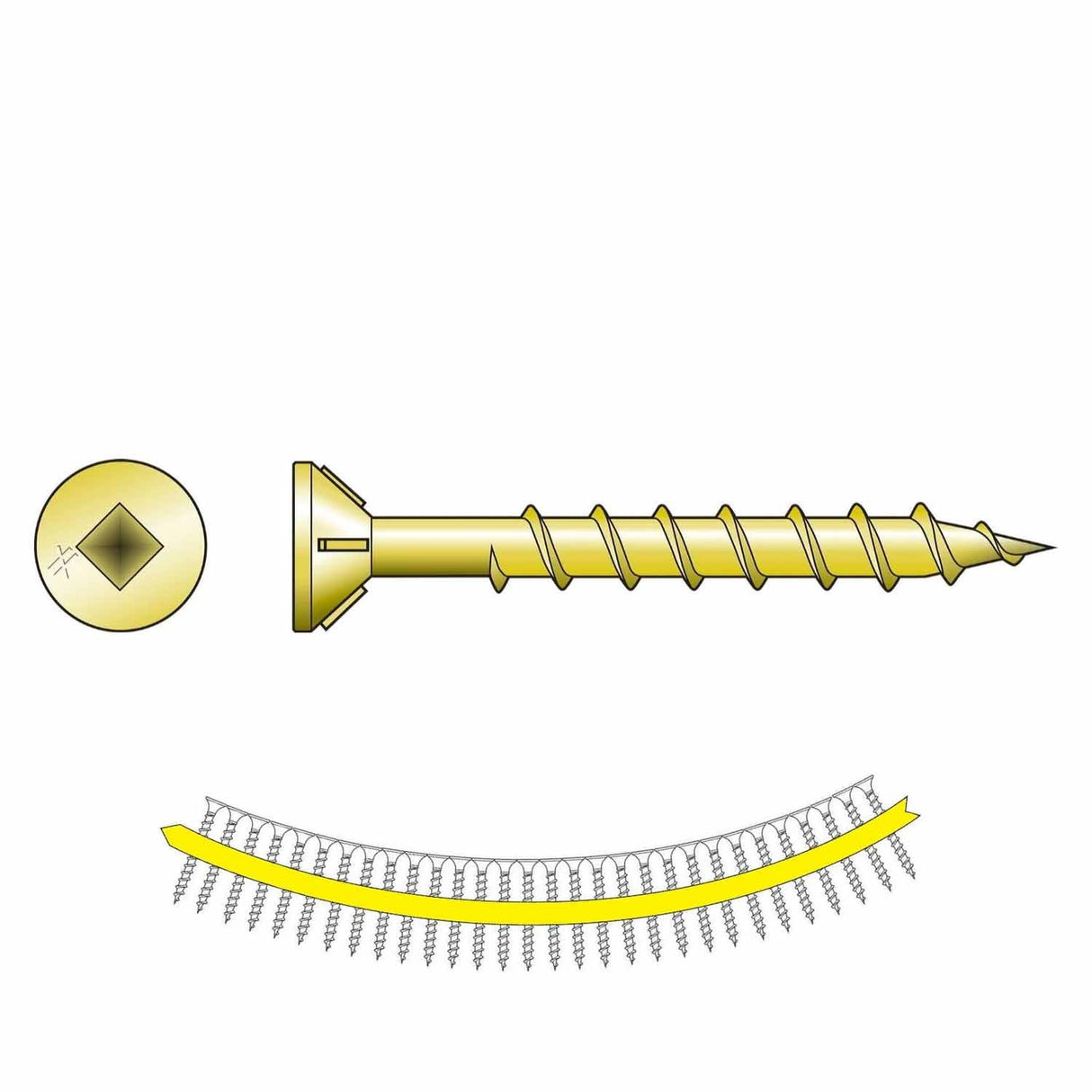 Simpson Strong-Tie WSC112S (#8 x 1-1/2") Collated Wood Screw, #2 Square Flat Head, Yellow Zinc (2000 Pack)