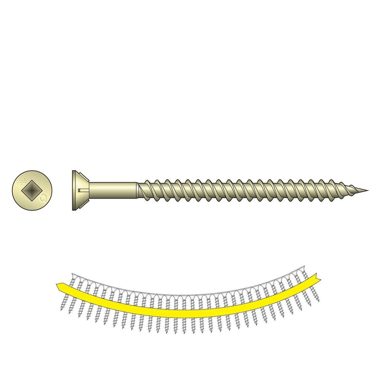 Simpson Strong-Tie WSCT212S (#8 x 2-1/2") Collated Roofing Tile Screw with Zinc Electroplate Coating (1500 Pack)