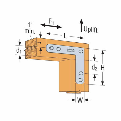 Simpson Strong-Tie 1212HLHDG (12" x 12") 7-Gauge HL Hot-Dip Galvanized Heavy L Strap - 3