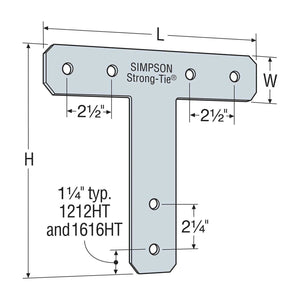 Simpson Strong-Tie 1212HT (12" x 12") 7-Gauge HT Galvanized Heavy T Strap - 2
