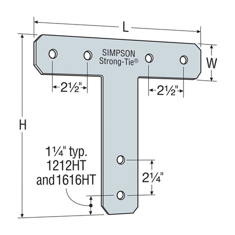 Simpson Strong-Tie 1212HT (12" x 12") 7-Gauge HT Galvanized Heavy T Strap - 2