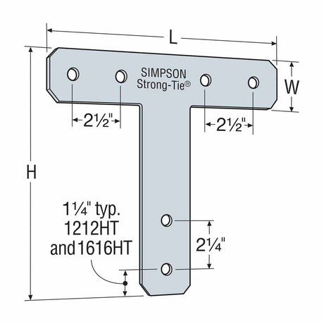 Simpson Strong-Tie 1616HTHDG (16" x 16") 7-Gauge HT Hot-Dip Galvanized Heavy T Strap - 2