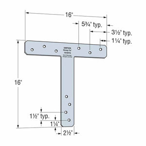 Simpson Strong-Tie 1616HTQ (16" x 16") 7-Gauge Hot-Dip Galvanized Heavy T Strap - 2
