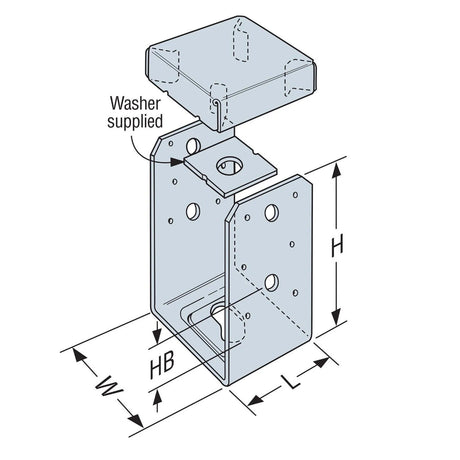 Simpson Strong-Tie ABU44SS (4" x 4") Stainless Steel Adjustable Post Base for Wood Posts - 3
