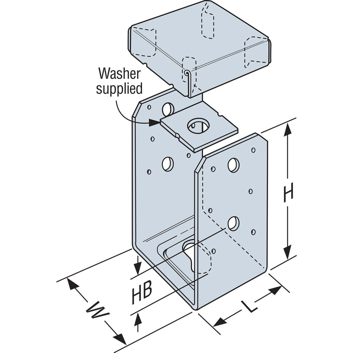 Simpson Strong-Tie ABU5-6Z (5-1/8" x 6") ABU Adjustable Post Base with Uplift - ZMAX Finish - 2