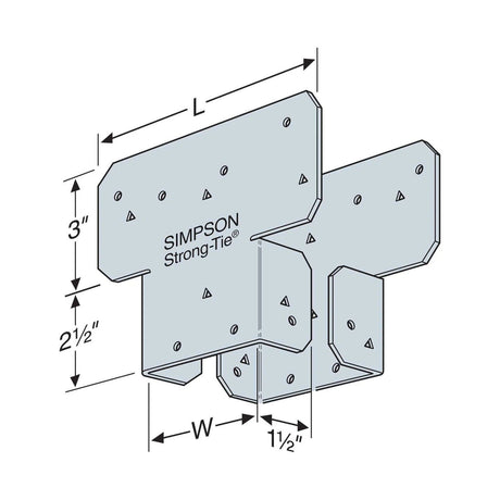 Simpson Strong-Tie AC4 (3-9/16" x 6-1/2") 18ga AC Galvanized Adjustable Post Cap - 2