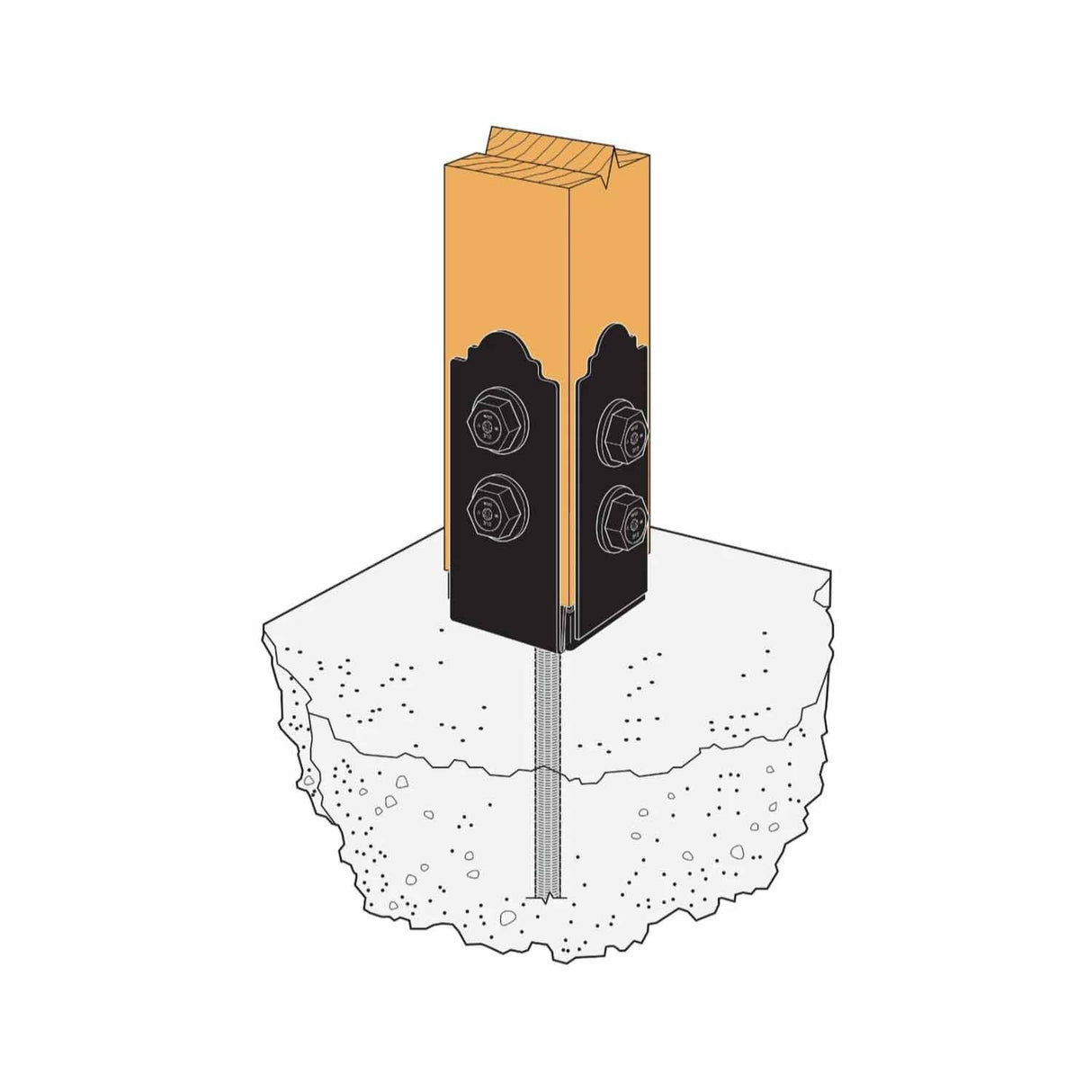 Simpson Strong-Tie APB44DSP (4" x 4") Outdoor Accents Mission Collection ZMAX Black Post Base Side Plate (2 Pack) - 3