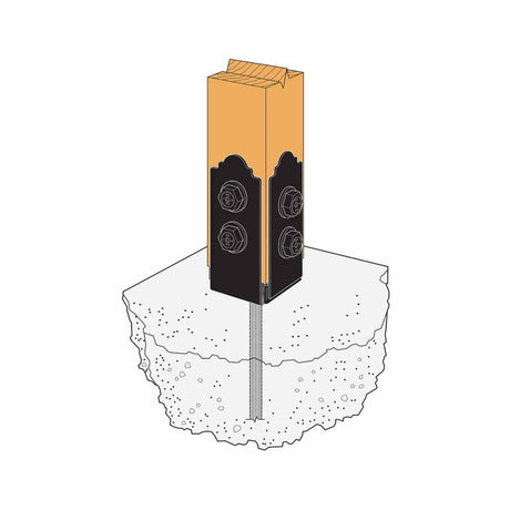 Simpson Strong-Tie APB44DSP (4" x 4") Outdoor Accents Mission Collection ZMAX Black Post Base Side Plate (2 Pack) - 3