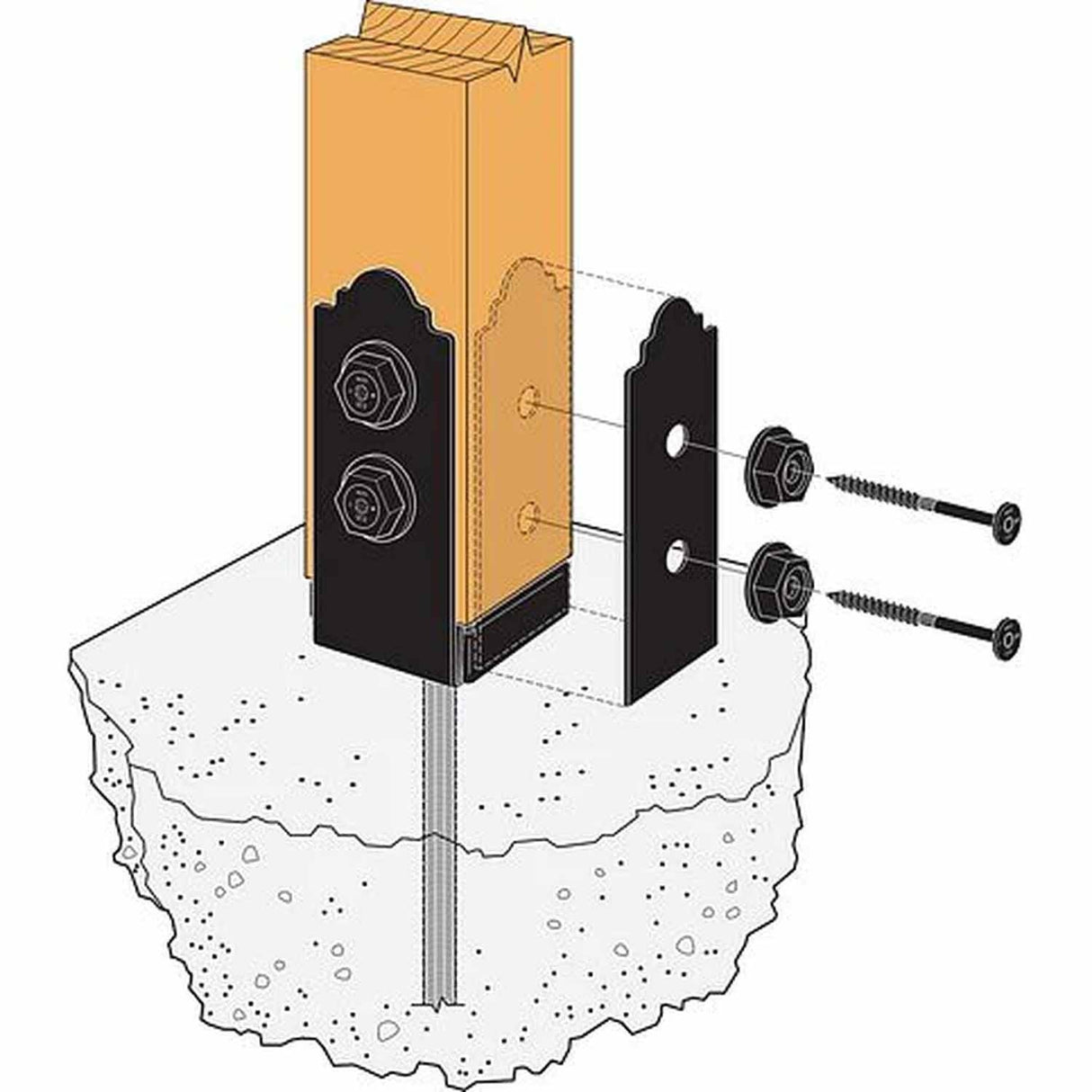 Simpson Strong-Tie APB44 (4" x 4") APB Outdoor Accents Adjustable Post Base - Black Powder Coated - 4