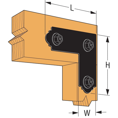 Simpson Strong-Tie APL4 Outdoor Accents Mission Collection ZMAX Black Powder-Coated L Strap for 4x4 - 3