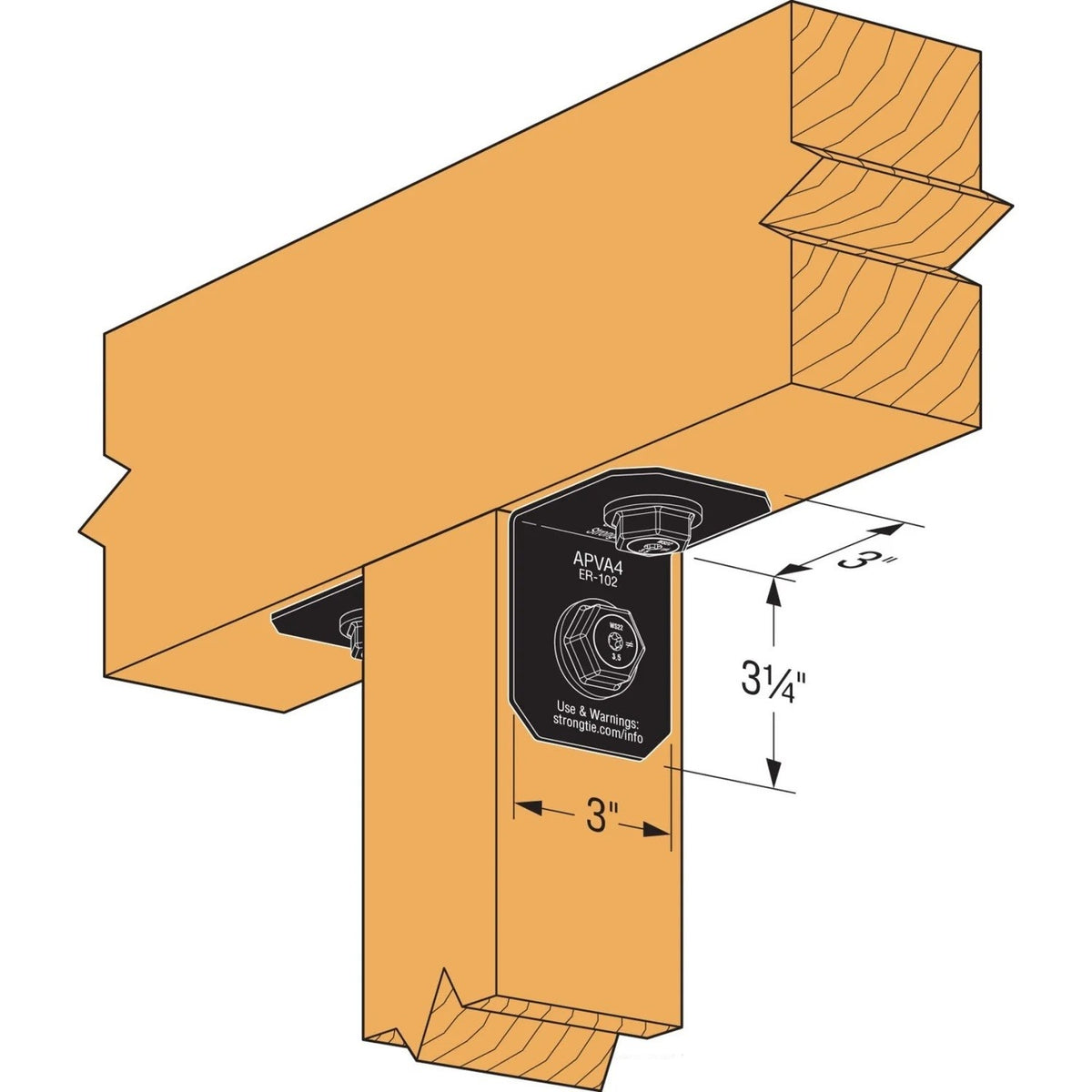 Simpson Strong-Tie APVA4 Outdoor Accents Avant Collection Angle for 4x Lumber - 3