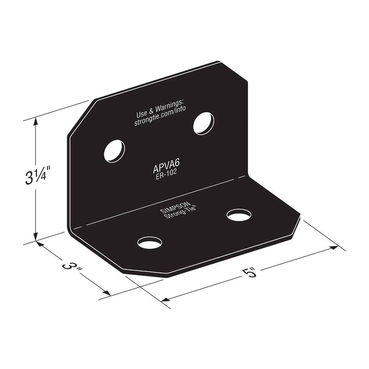 Simpson Strong-Tie APVA6 Outdoor Accents Avant Collection ZMAX Black Powder-Coated 90 Degree Angle for 6x - 2