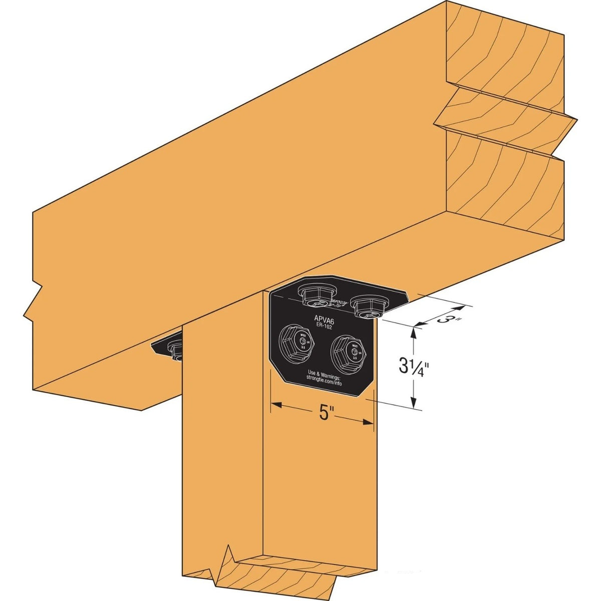 Simpson Strong-Tie APVA6 Outdoor Accents Avant Collection ZMAX Black Powder-Coated 90 Degree Angle for 6x - 3