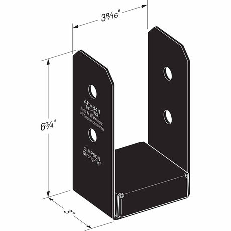 Simpson Strong-Tie APVB44 (4" x 4") Outdoor Adjustable Post Base - ZMAX/Black Powder Coated - 2