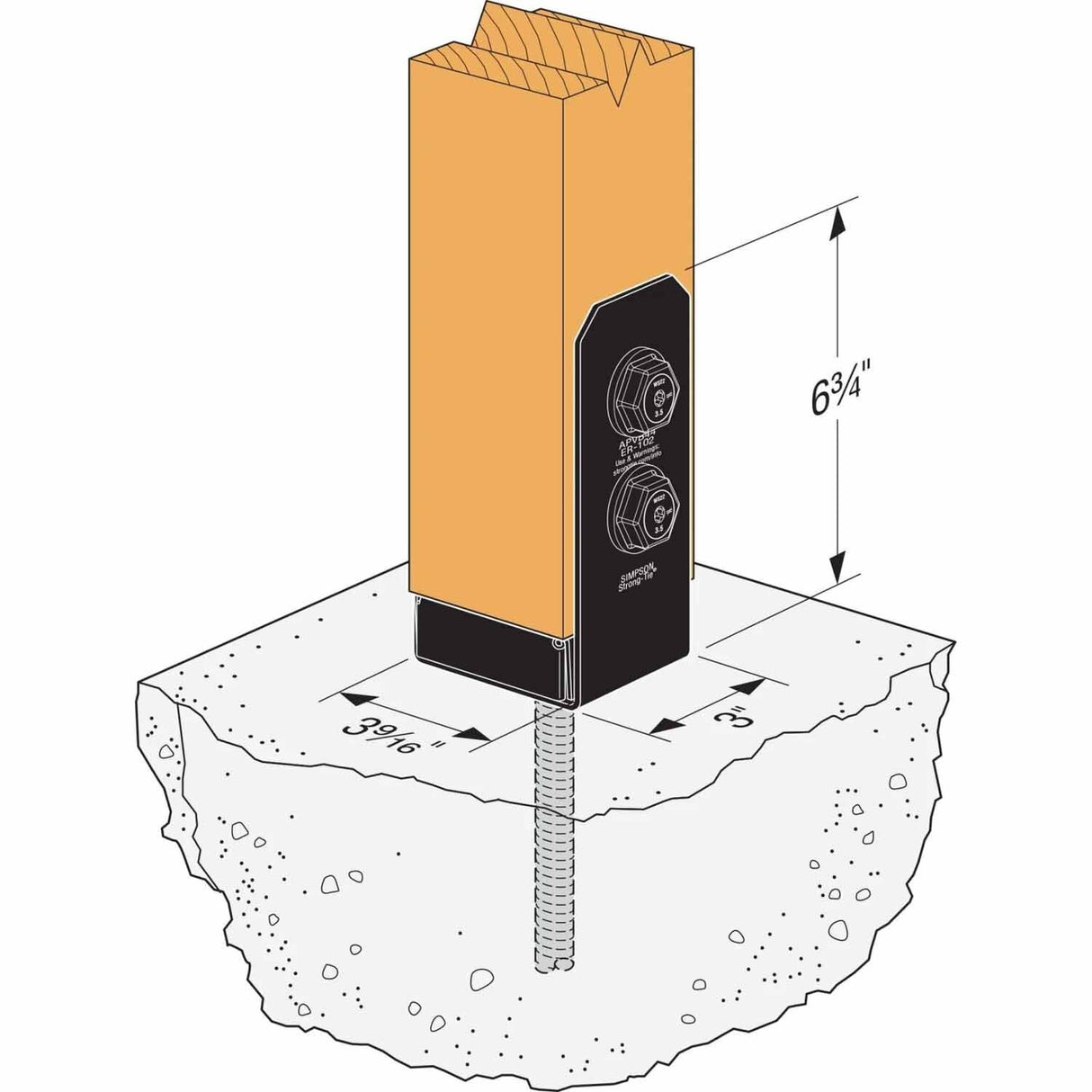 Simpson Strong-Tie APVB44 (4" x 4") Outdoor Adjustable Post Base - ZMAX/Black Powder Coated - 3