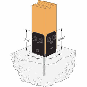 Simpson Strong-Tie APVB66DSP Avant Collection ZMAX Black Post Base Side Plate (2 Pack) - 3