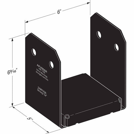 Simpson Strong-Tie APVB66R (6" x 6" Rough) Outdoor Adjustable Post Base - ZMAX/Black Powder Coated - 3