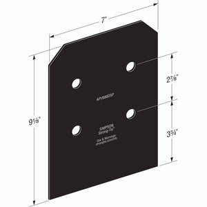 Simpson Strong-Tie APVB88DSP Avant Collection ZMAX Black Post Base Side Plate (2 Pack) - 2