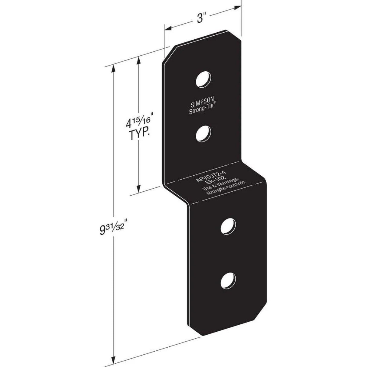 Simpson APVDJT2-4 Strong-Tie Outdoor Accents Avant Collection Deck Joist Tie for 2x - 2