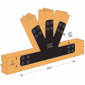 Simpson Strong-Tie APVGP612 (6:12 Pitch) Outdoor Accents Avant Collection Black Powder-Coated Gable Plate - 3