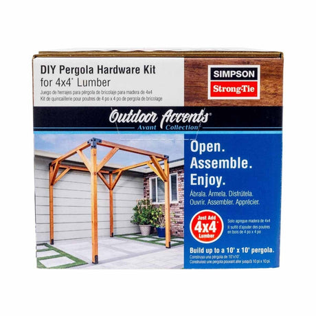 Simpson Strong-Tie APVPK44-D1 DIY Pergola Hardware Kit for 4x4 Lumber ZMAX Black Powder Coat - Complete Outdoor Accents Avant Collection Kit - 3