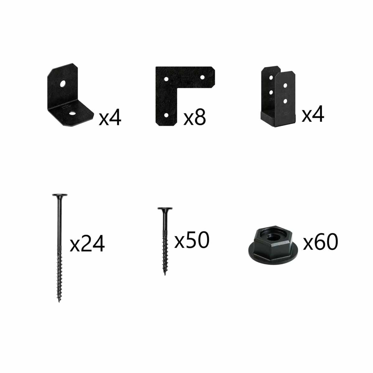 Simpson Strong-Tie APVPK44-D1 DIY Pergola Hardware Kit for 4x4 Lumber ZMAX Black Powder Coat - Complete Outdoor Accents Avant Collection Kit - 4
