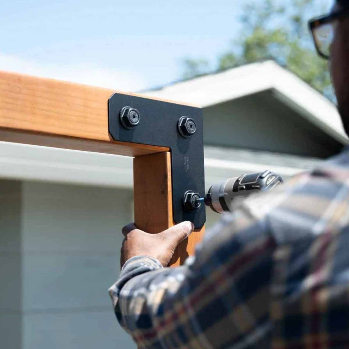 Simpson Strong-Tie APVPK44-D1 DIY Pergola Hardware Kit for 4x4 Lumber ZMAX Black Powder Coat - Complete Outdoor Accents Avant Collection Kit - 9