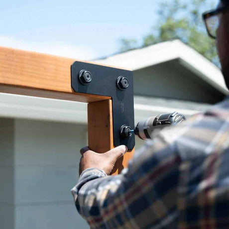 Simpson Strong-Tie APVPK44-D1 DIY Pergola Hardware Kit for 4x4 Lumber ZMAX Black Powder Coat - Complete Outdoor Accents Avant Collection Kit - 9