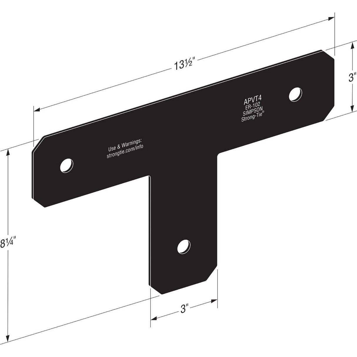 Simpson Strong-Tie APVT4 (13-1/2") 12Ga Outdoor Accents Avant Collection T Strap for 4x4 - 2