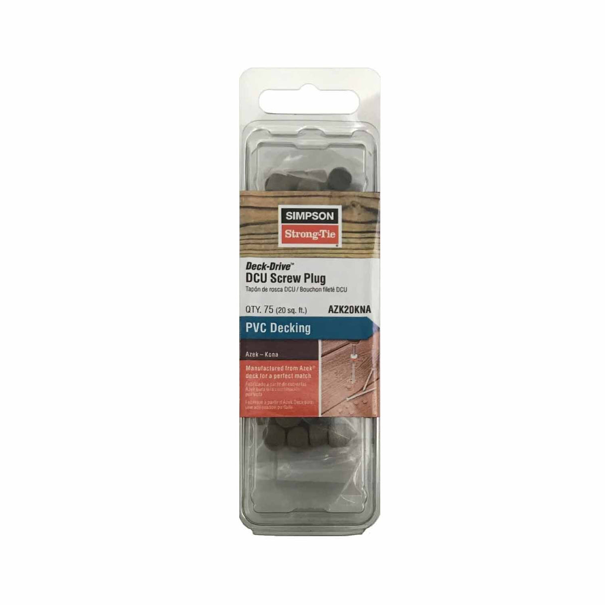 Simpson Strong-Tie AZK20KNA Deck-Drive (2") DCU Screw Plug - Azek Kona (75 Pack)