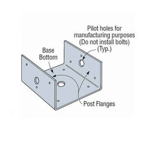 Simpson Strong-Tie BC60Z (6x) 18 Gauge Post Half Base - Zmax Finish - 2