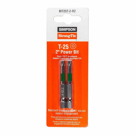 Simpson Strong-Tie BIT25T-2-R2 (T25 x 2") 6-Lobe-Drive Power Bit (2 Pack) - 2
